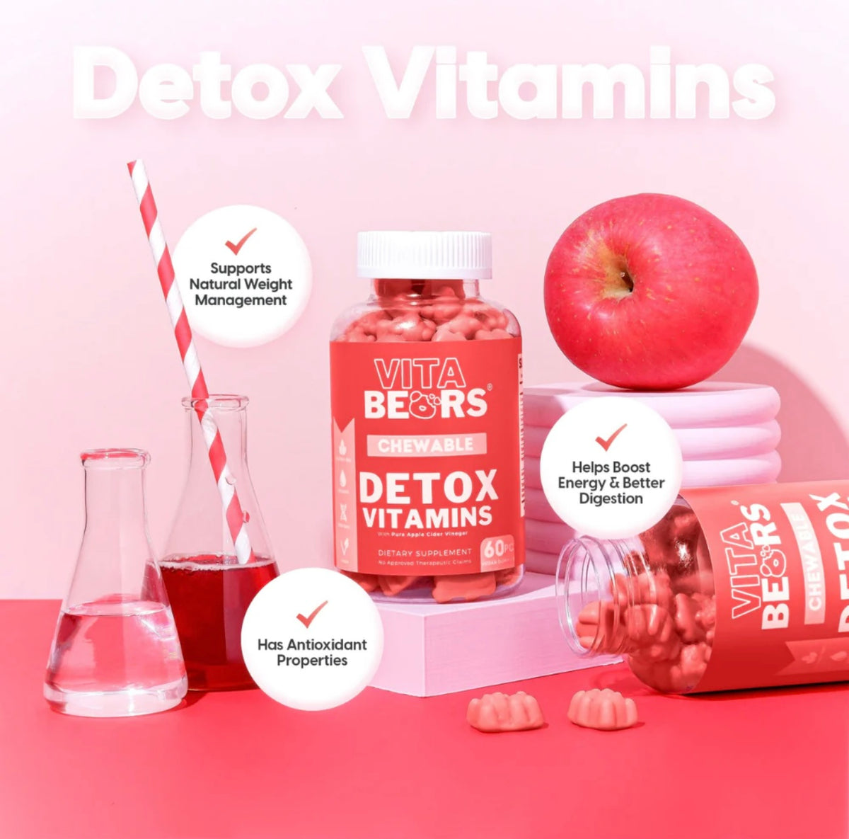 Vita Bears - DETOX VITAMINS ( Red )