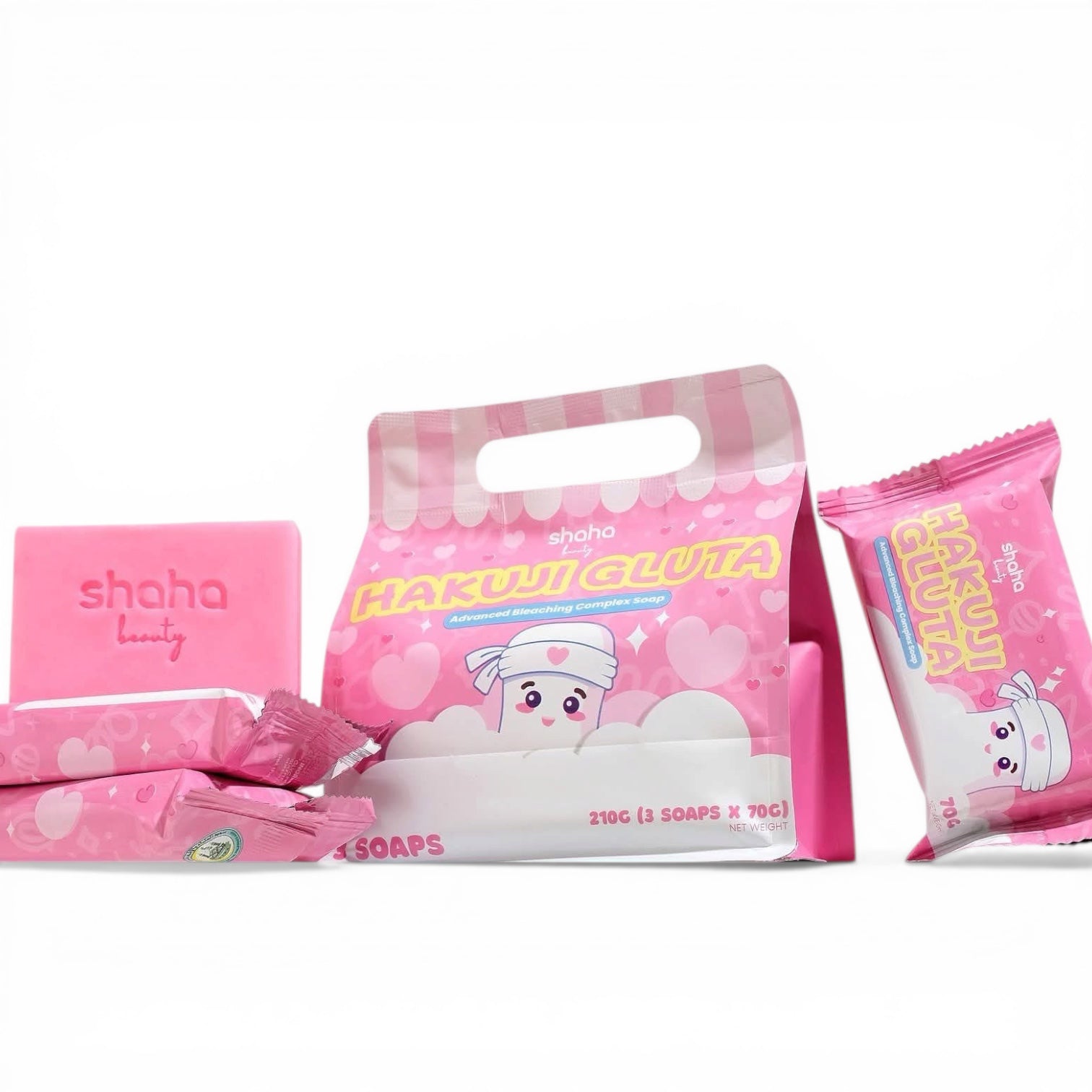 Shaha Beauty - Hakuji Gluta Advanced Bleaching Complex Soap 3x70g My Care Kits Shaha Beauty - Hakuji Gluta Advanced Bleaching Complex Soap 3x70g My Care Kits
