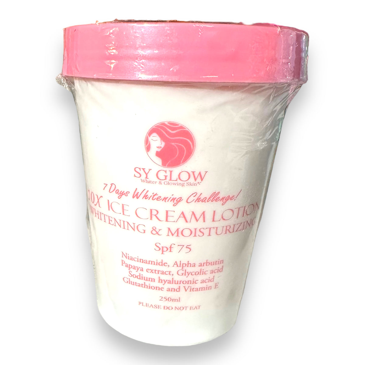 SY GLOW 10X ICE CREAM LOTION Whitening and Moisturizing SPF 75 250