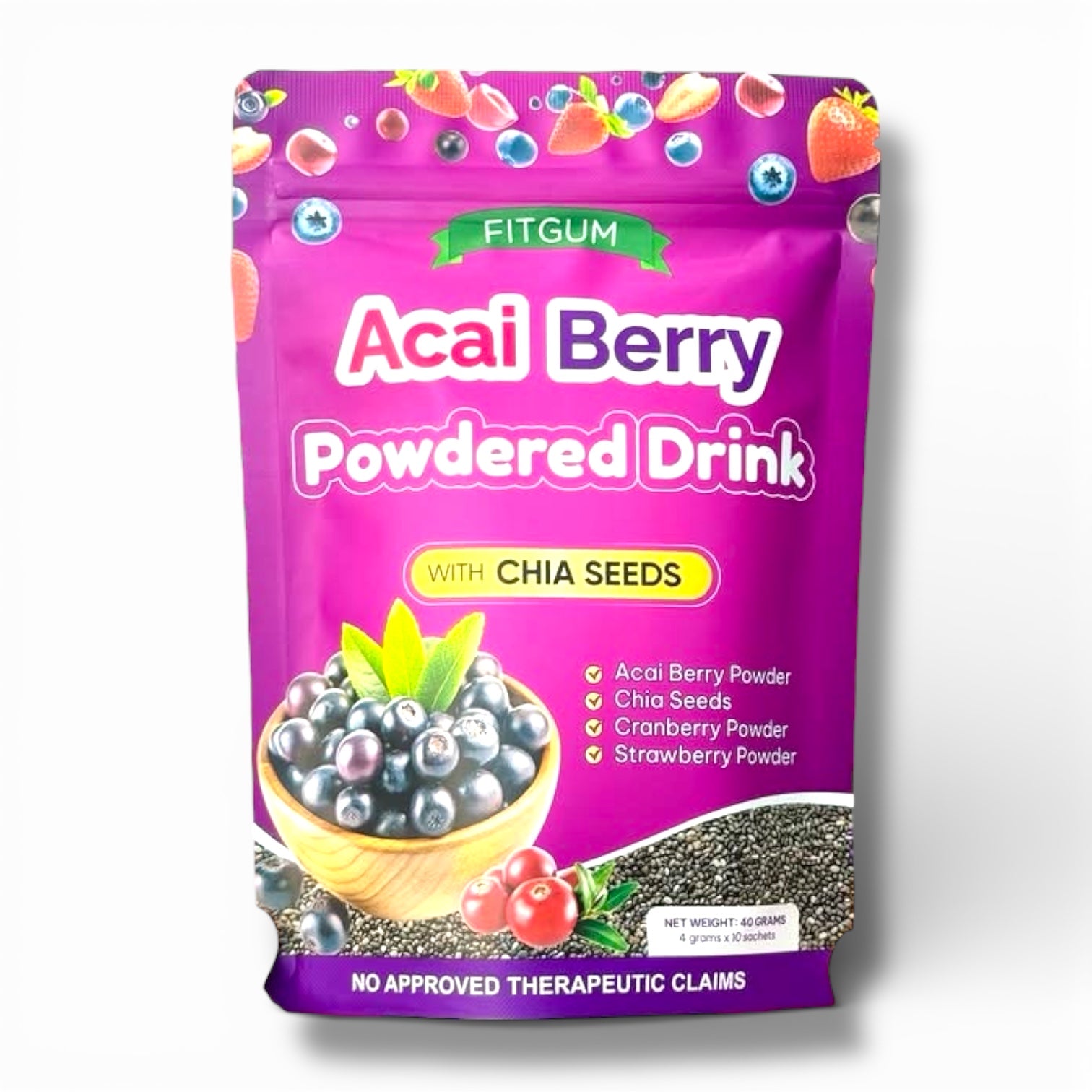 berry出品 Fitgum Acai Berry Powdered Drink w/ Chia Seeds – My Care Kits