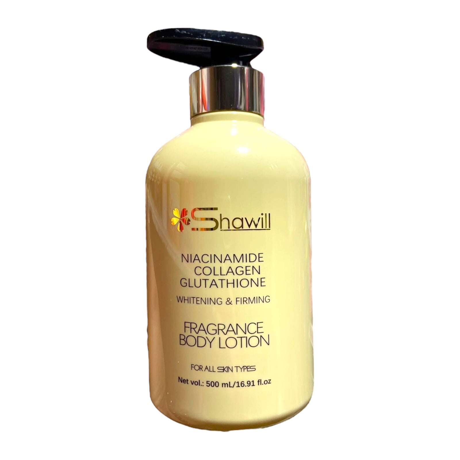 Shawill - Niacinamide Collagen Glutathione - Whitening and Firming Fragrance Body Lotion 500 ml ( Yellow ) Shawill - Niacinamide Collagen Glutathione - Whitening and Firming Fragrance Body Lotion 500 ml ( Yellow )