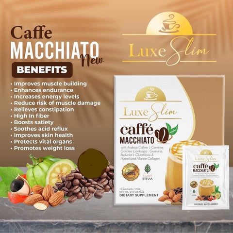 Luxe Slim Caffe Macchiato - Slimming Coffee w/ Collagen & Glutathione - 10 sachetp