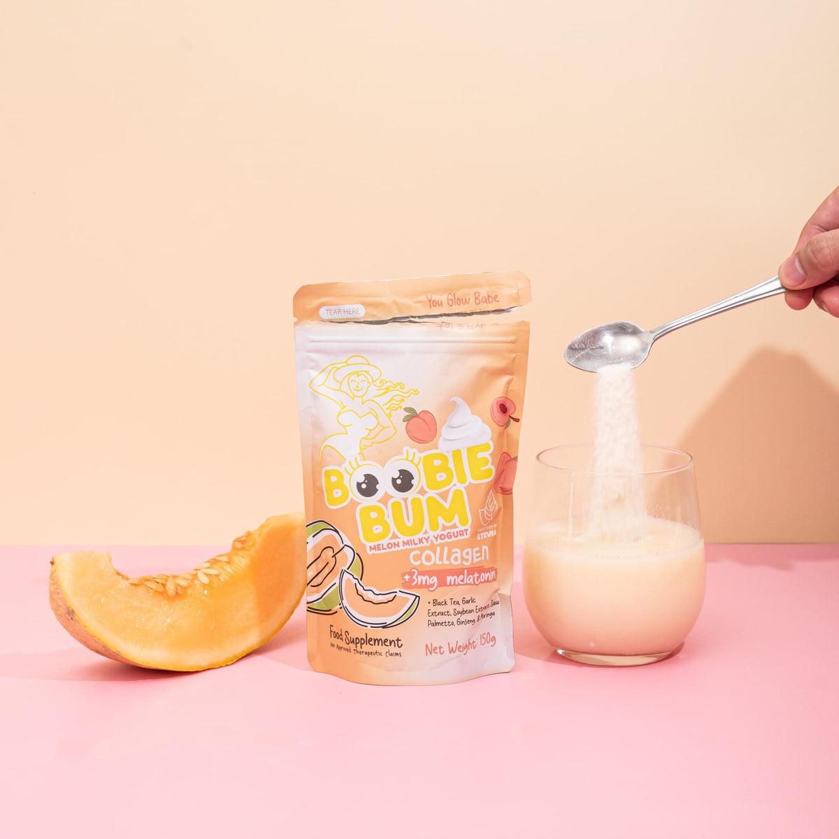 You Glow Babe - BOOBIE BUM - Melon Milky Yogurt Collagen Powder Mix Drink  150g