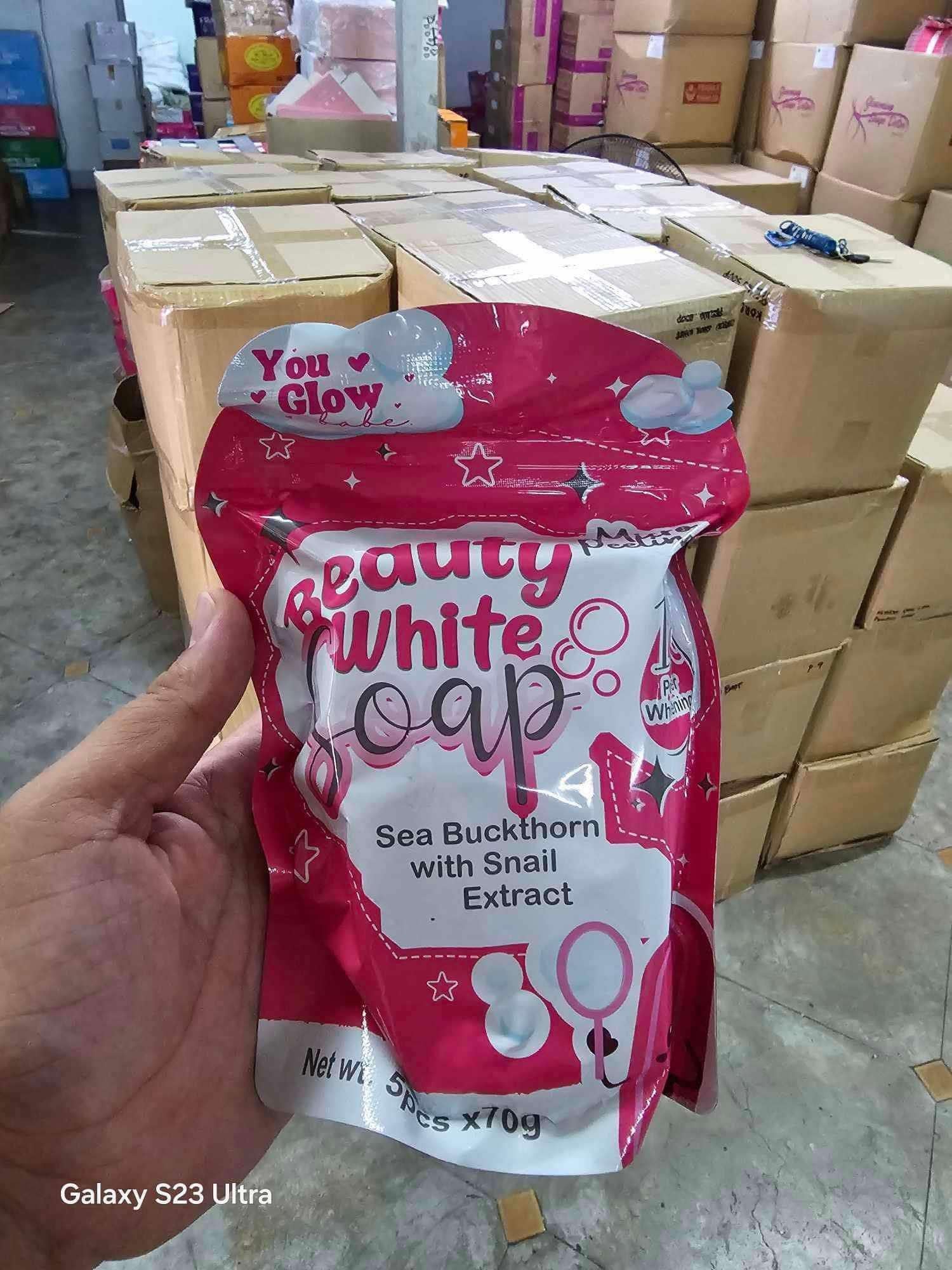 You Glow Babe - BEAUTY WHITE SOAP - Sea Buckhorn with Snail Extract ( 5 X 70g soap )