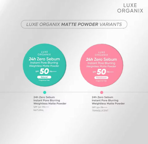 Luxe Organix - 24H Zero Sebum Instant Pore Blurring Weightless Matte Powder - Spf 50 Pa++++