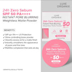Luxe Organix - 24H Zero Sebum Instant Pore Blurring Weightless Matte Powder - Spf 50 Pa++++