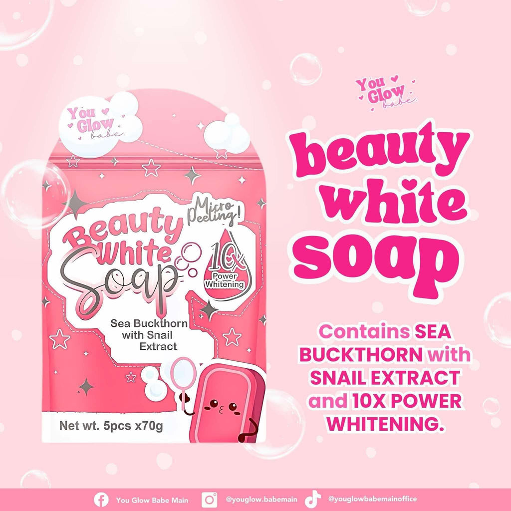 You Glow Babe - BEAUTY WHITE SOAP - Sea Buckhorn with Snail Extract ( 5 X 70g soap )