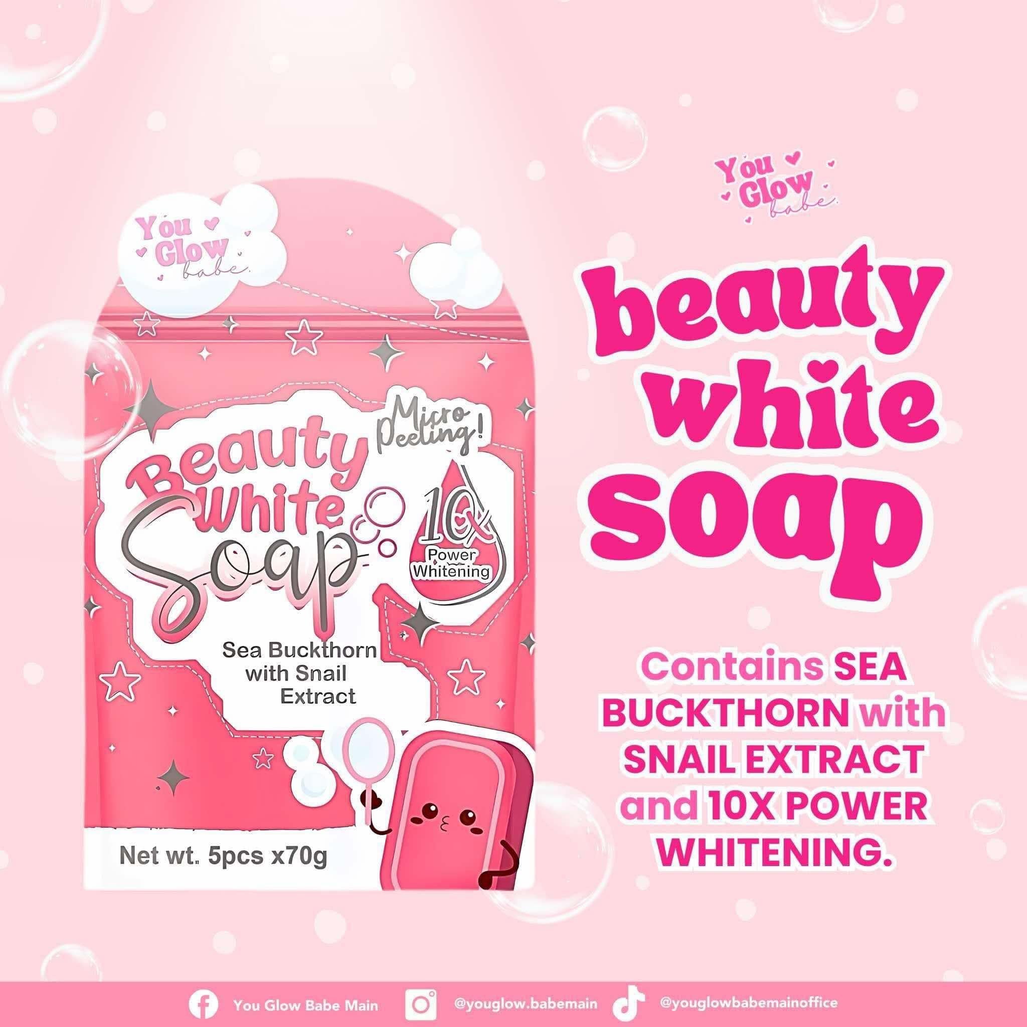 You Glow Babe - BEAUTY WHITE SOAP - Sea Buckhorn with Snail Extract ( 5 X 70g soap )