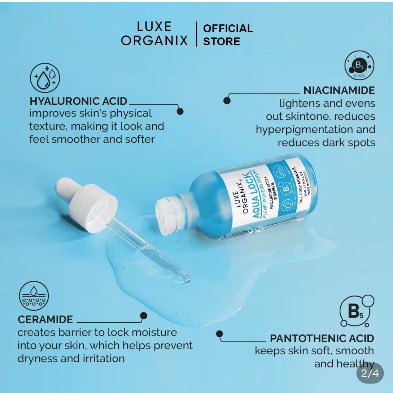 Luxe Organix - AQUA LOCK Hyaglow White serum 30 ml