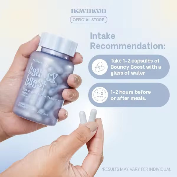 Newmoon - Bouncy Boost Hydrolyzed Marine Collagen + Biotin Food Supplement 60caps
