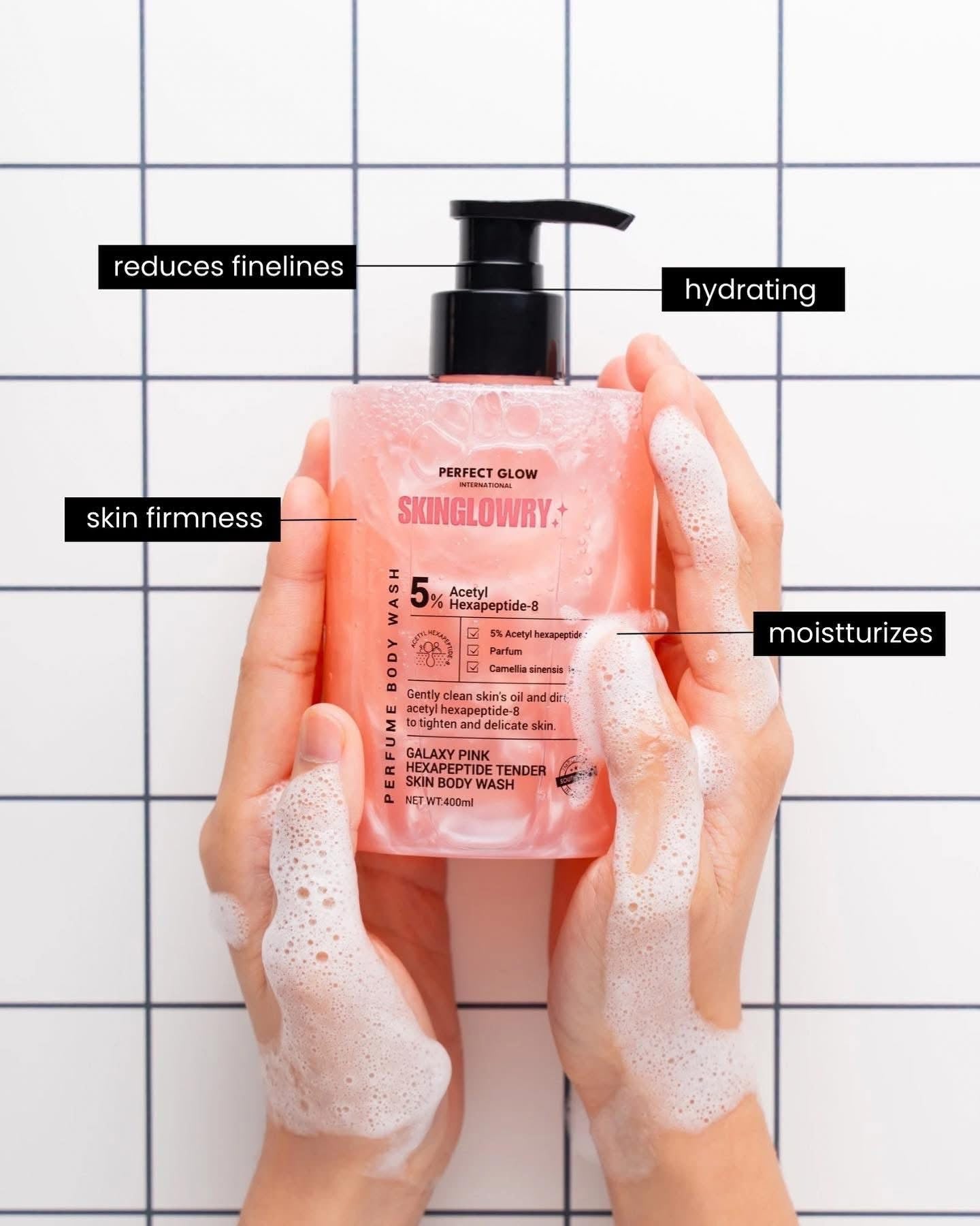 Perfect Glow - SkinGlowry - 5% Acetyl Hexapeptide-8 Galaxy Pink Hexapeptide Tender Skin Body Wash 400ml