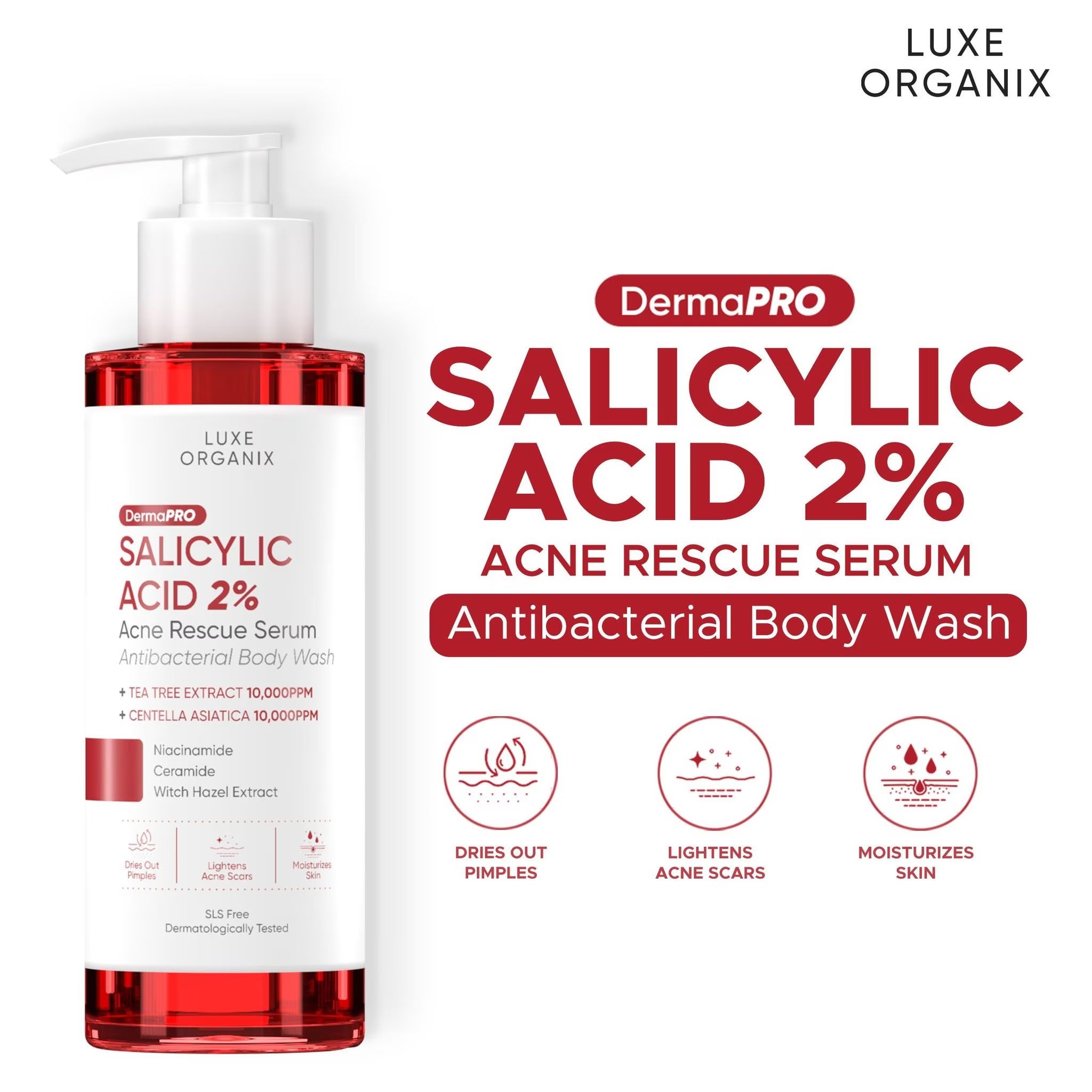 Luxe Organix - Salicylic Acid 2% Acne Rescue Serum Antibacterial Body Wash 500ml