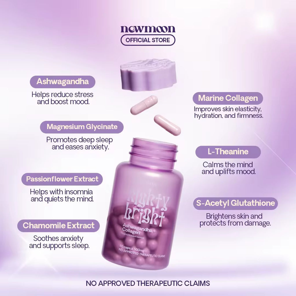 Newmoon - Nighty Bright Ashwagandha + Collagen Food Supplement 60caps