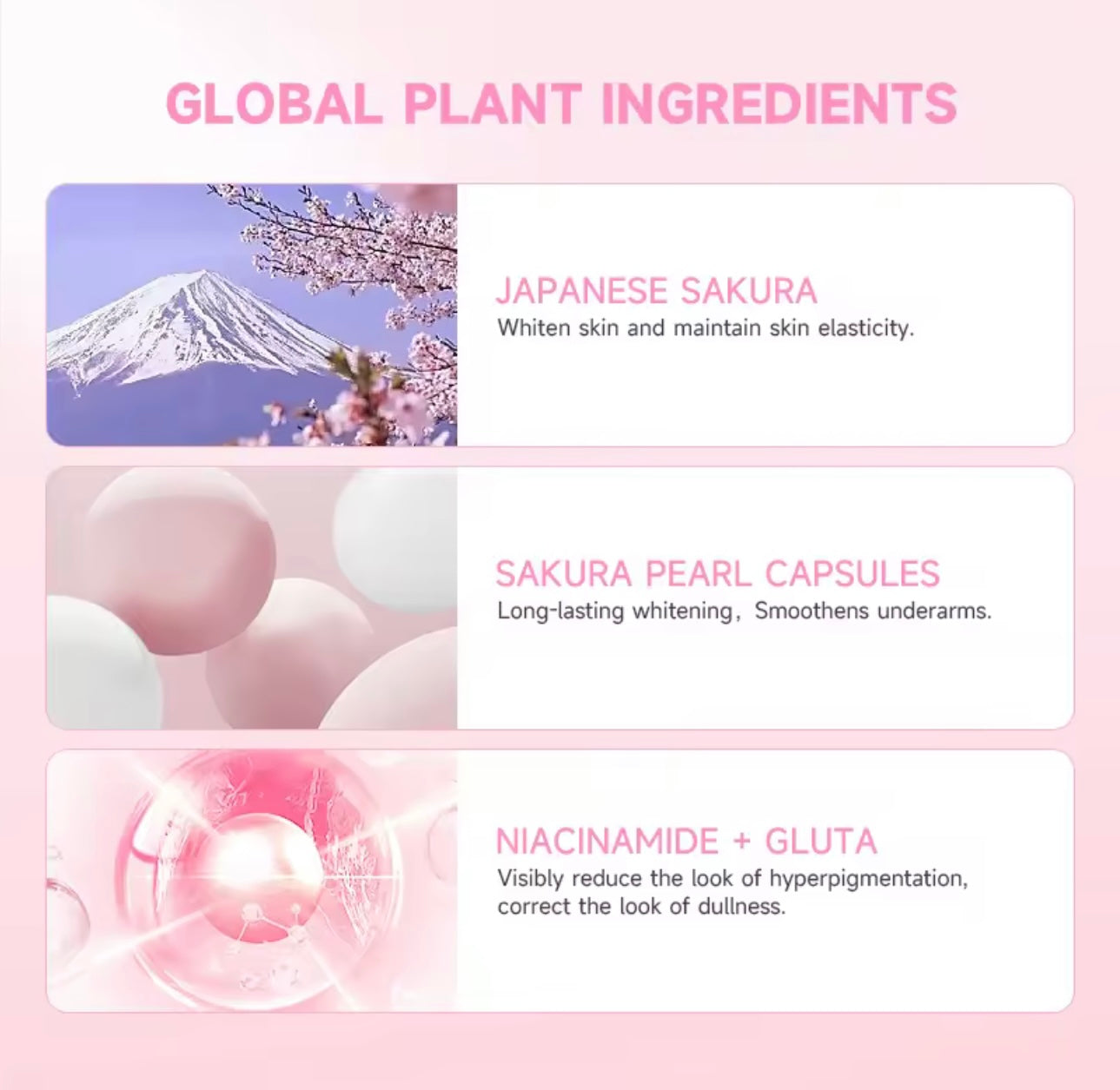 GMEELAN - Sakura GLUta Whitening Underarm Cream - 50X Brightening Booster Sakura Pearl Capsules 30g