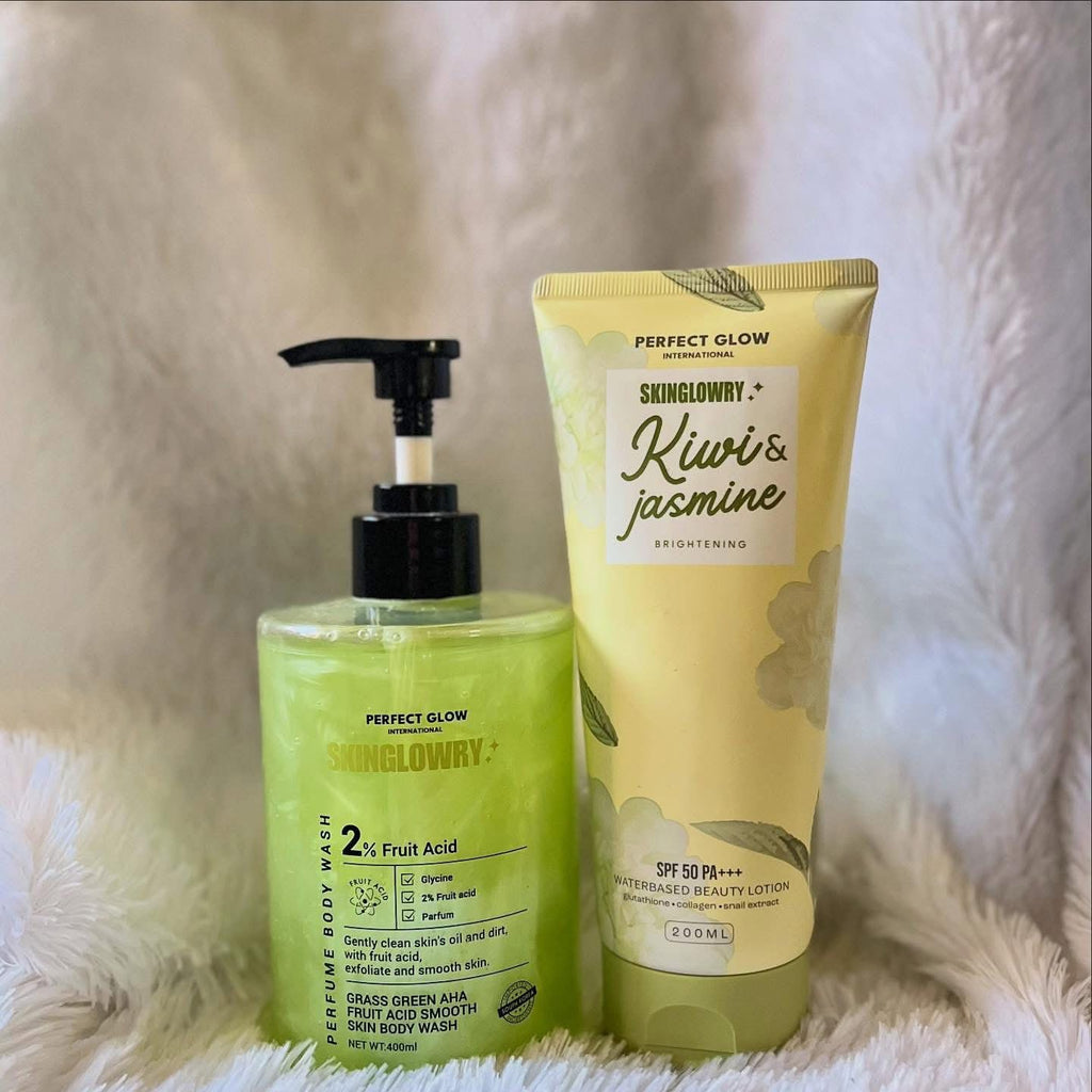 Perfect Glow - SkinGlowry - 2% Fruit Acid Grass Green AHA Fruit Acid Smooth Skin Body Wash 400ml