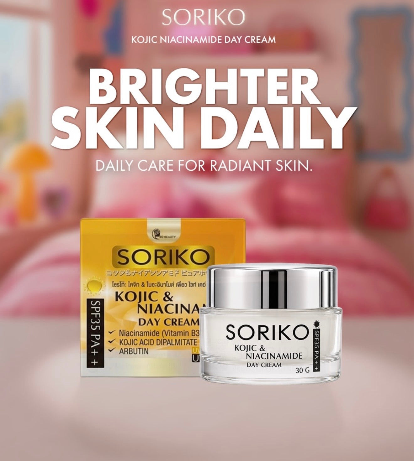 SORIKO - Kojic & Niacinamide Day Cream SPF35 PA++ – 30g