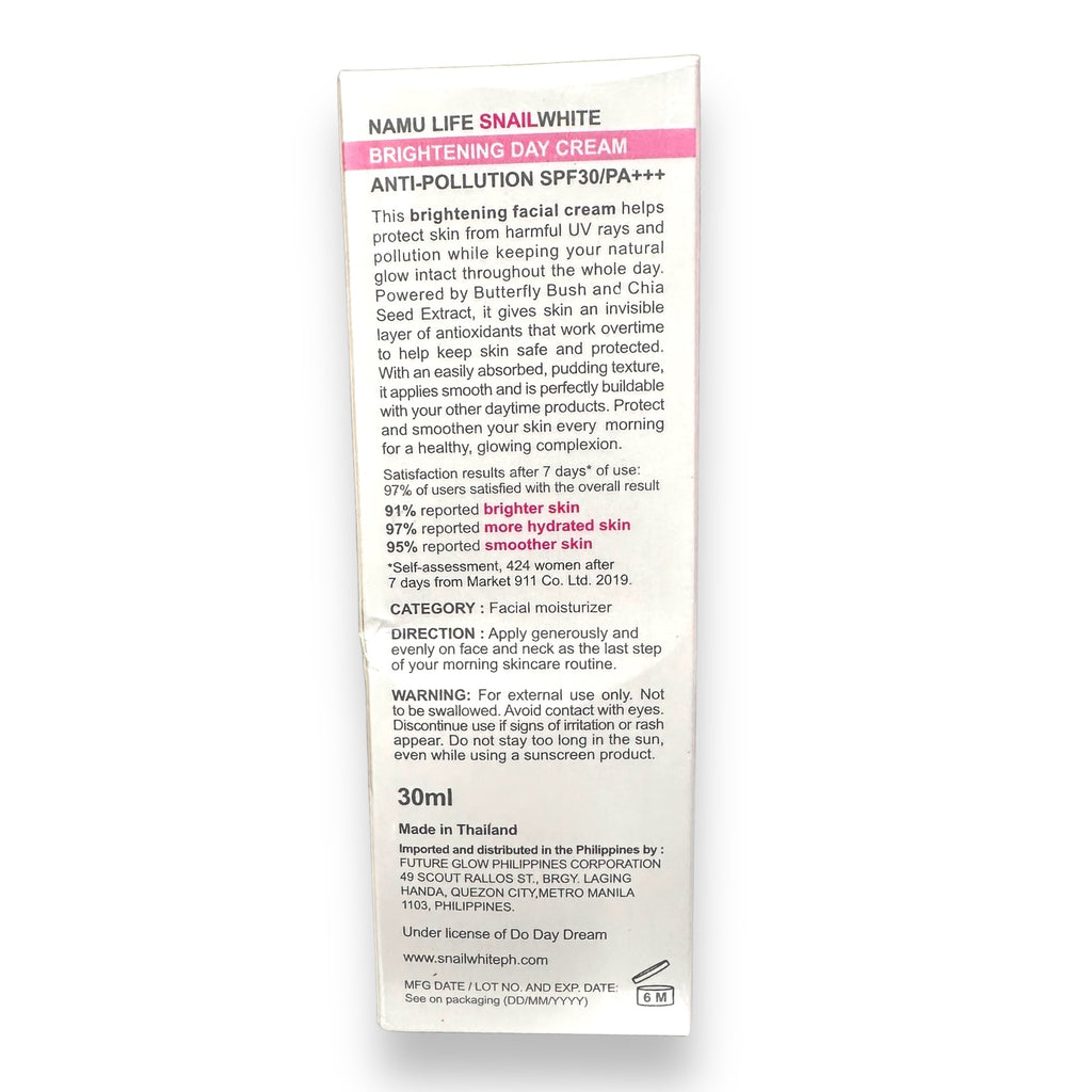 Crème De Jour Snail White SPF30 PA+++ 7ml X6 - Anti-pollution & Éclat - Neuf