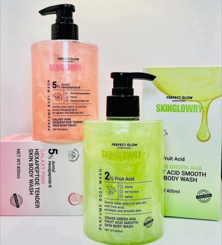 Perfect Glow - SkinGlowry - 2% Fruit Acid Grass Green AHA Fruit Acid Smooth Skin Body Wash 400ml