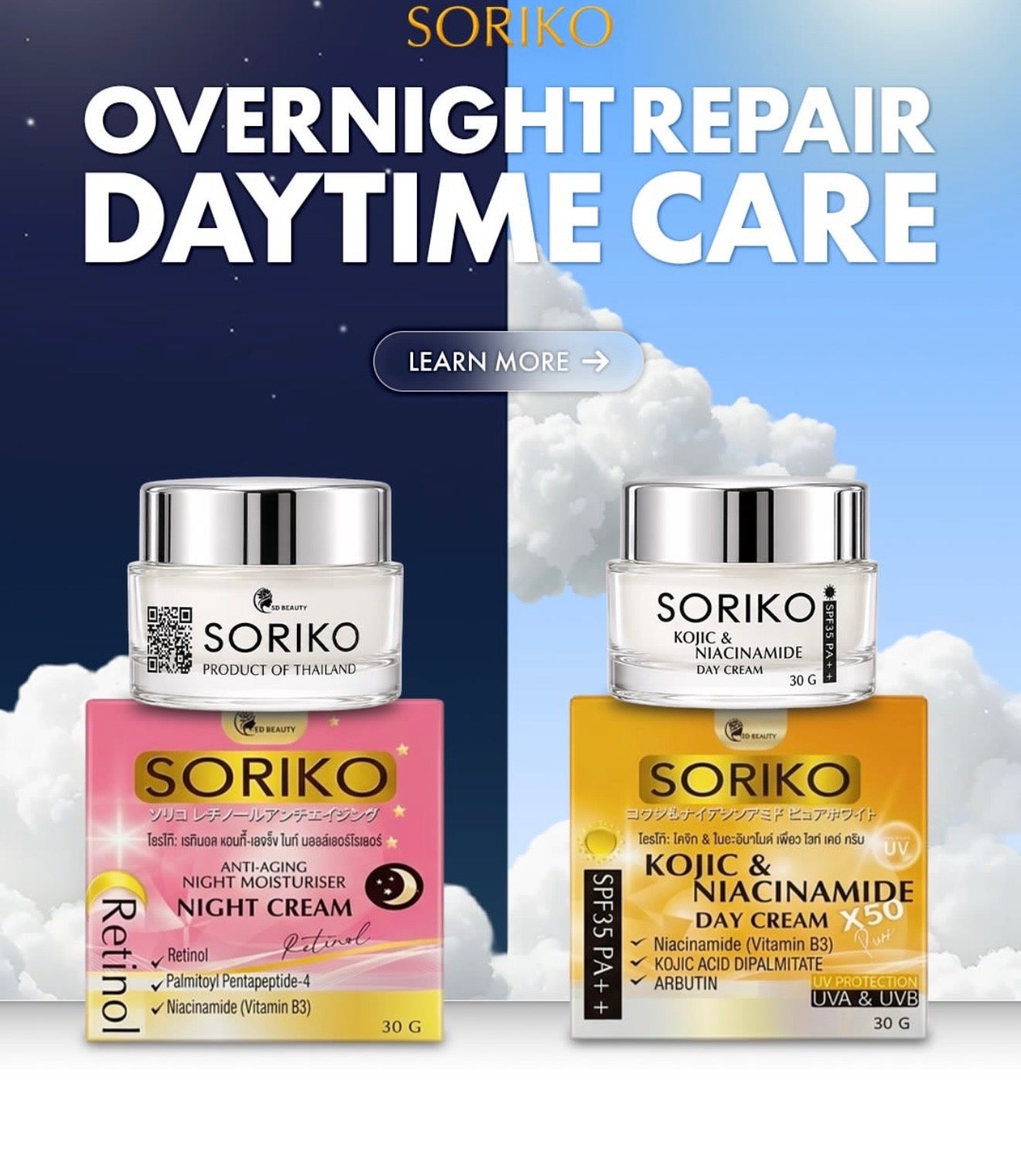 SORIKO - Retinol Anti-Aging Night Moisturizer - Night Cream 30g