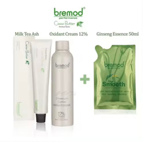 Bremod - Premium “MILK TEA ASH”  BUNDLE 8.17 ( HAIR COLORANT with OXIDIZING CREAM )