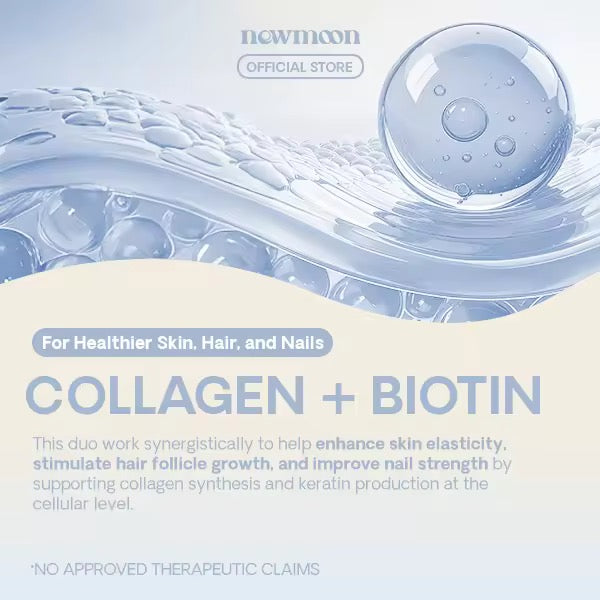 Newmoon - Bouncy Boost Hydrolyzed Marine Collagen + Biotin Food Supplement 60caps