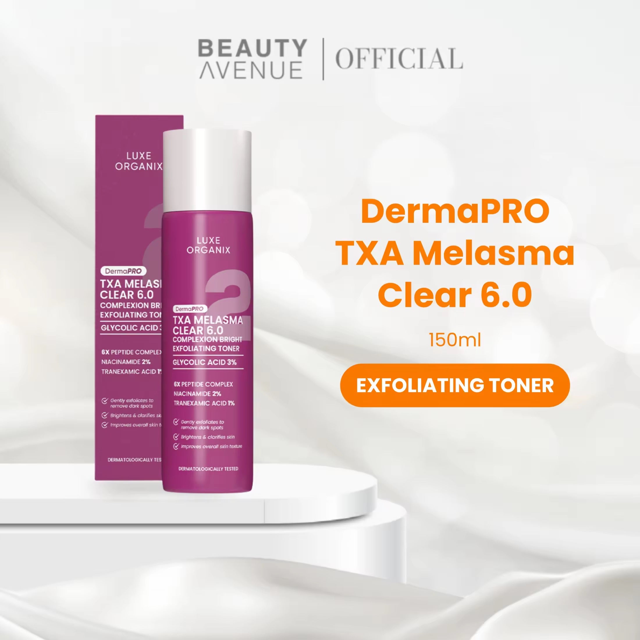 Luxe Organix - TXA Melasma Clear 6.0 Complexion Bright  “EXFOLIATING TONER” - 150ml