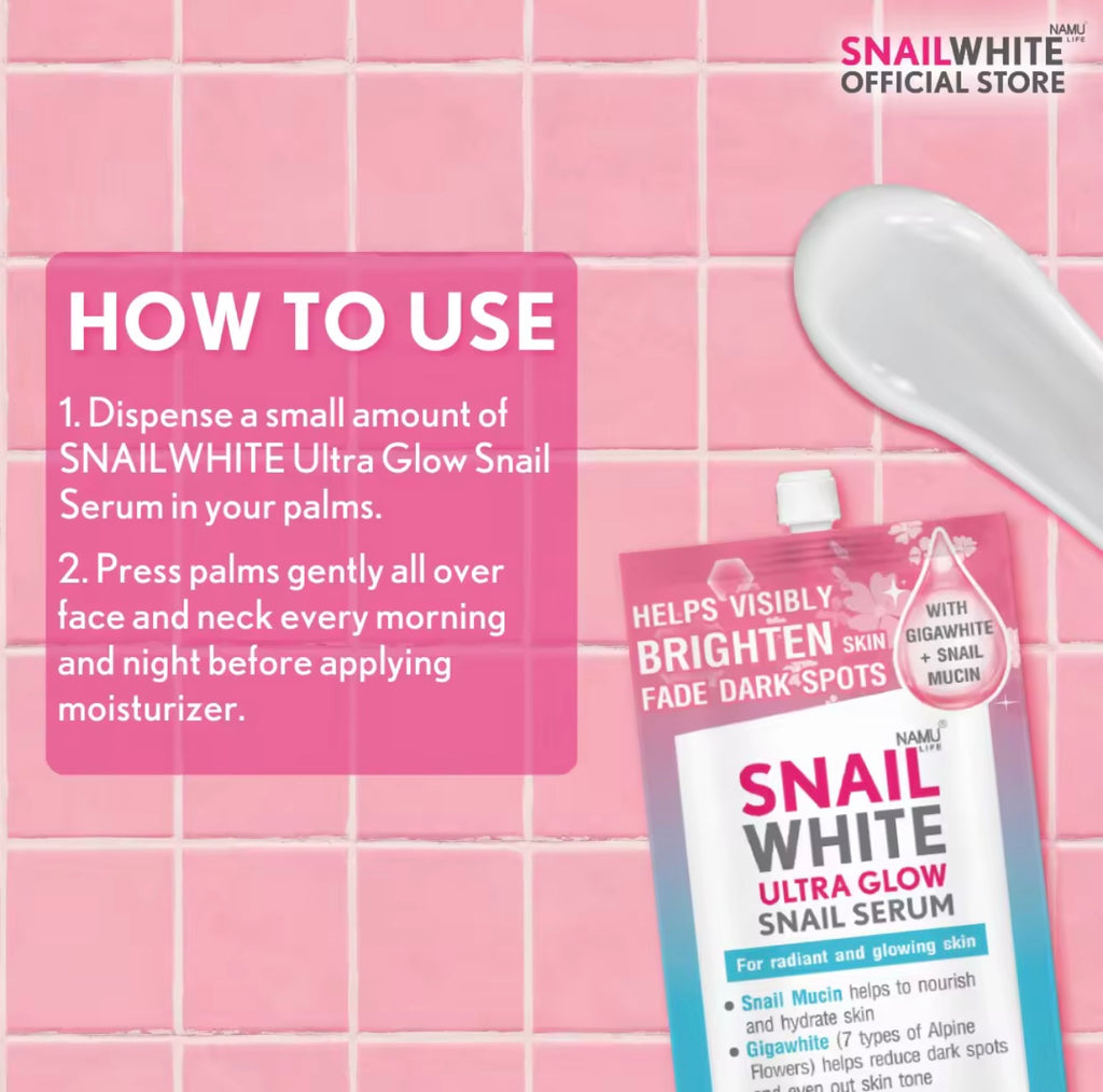 Snail white - Ultra Glow Snail Serum - For Radiant & Glowing Skin - 7 ML