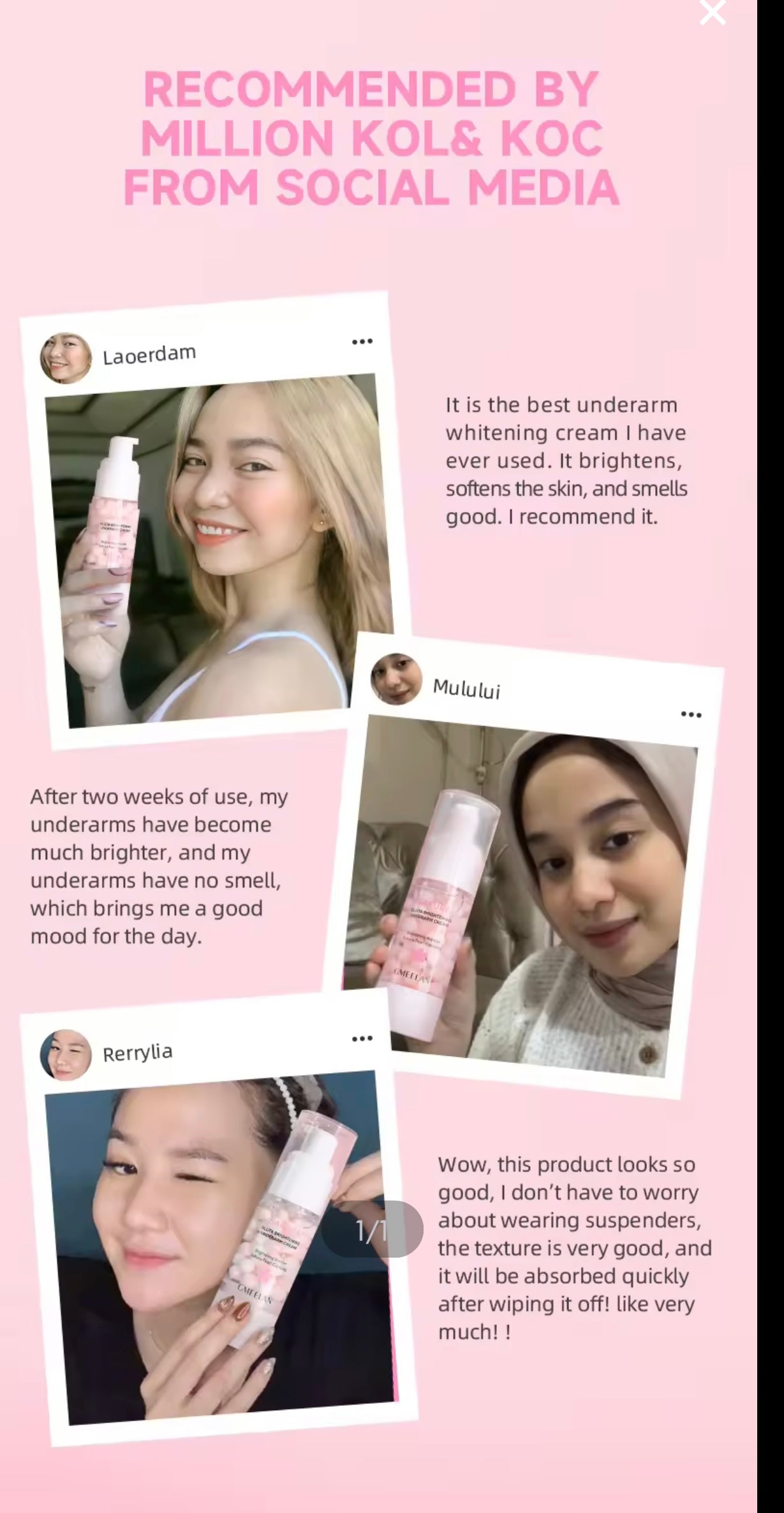 GMEELAN - Sakura GLUta Whitening Underarm Cream - 50X Brightening Booster Sakura Pearl Capsules 30g