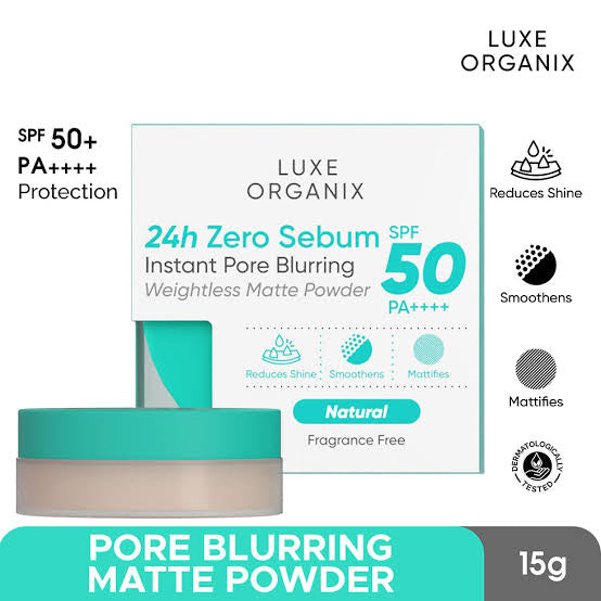 Luxe Organix - 24H Zero Sebum Instant Pore Blurring Weightless Matte Powder - Spf 50 Pa++++