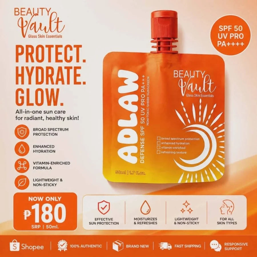 Beauty Vault - ADLAW Defense SPF 50 UV Pro PA++++ Sunscreen – 50ml