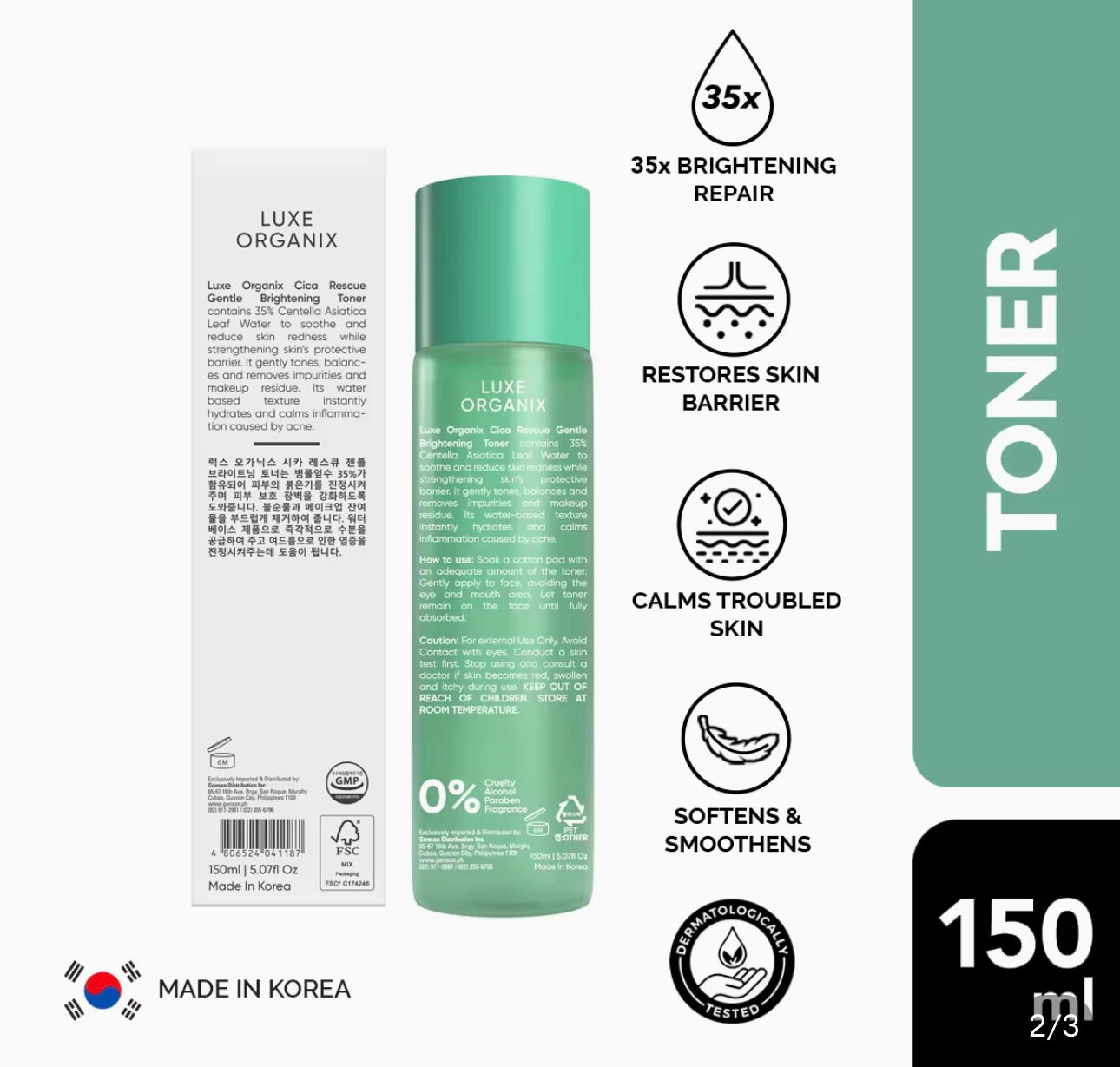 Luxe Organix - Cica Rescue Calming Brightening Toner 150 ml