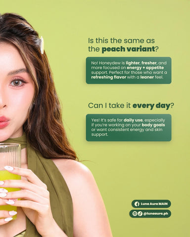 Luna Aura - Hope Glow Crystal - “HONEYDEW” Green Tea, Dandelion & L-Carnitin Juice Drink 10 x18g