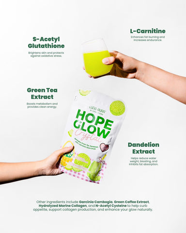 Luna Aura - Hope Glow Crystal - “HONEYDEW” Green Tea, Dandelion & L-Carnitin Juice Drink 10 x18g