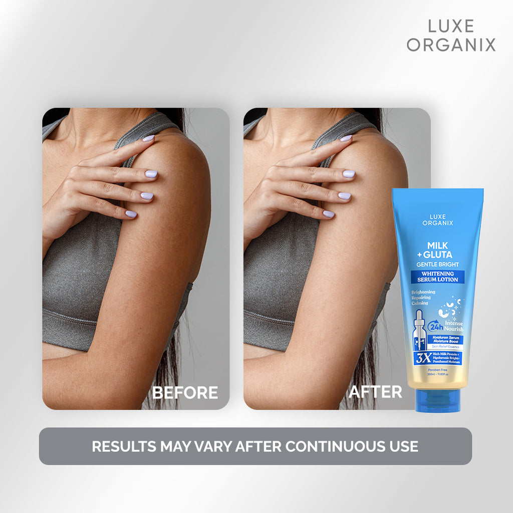 Luxe Organix - MILK + GLUTA WHITENING SERUM LOTION 350ML
( BLUE )
