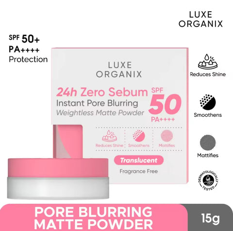 Luxe Organix - 24H Zero Sebum Instant Pore Blurring Weightless Matte Powder - Spf 50 Pa++++