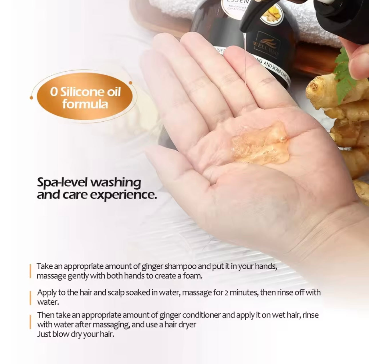 Well Hair - Ginger Shampoo or Conditioner 500 ML