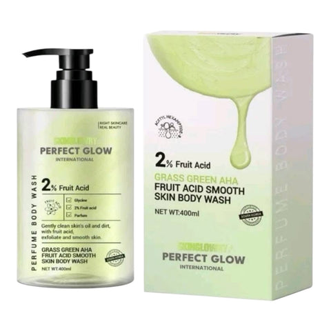 Perfect Glow - SkinGlowry - 2% Fruit Acid Grass Green AHA Fruit Acid Smooth Skin Body Wash 400ml