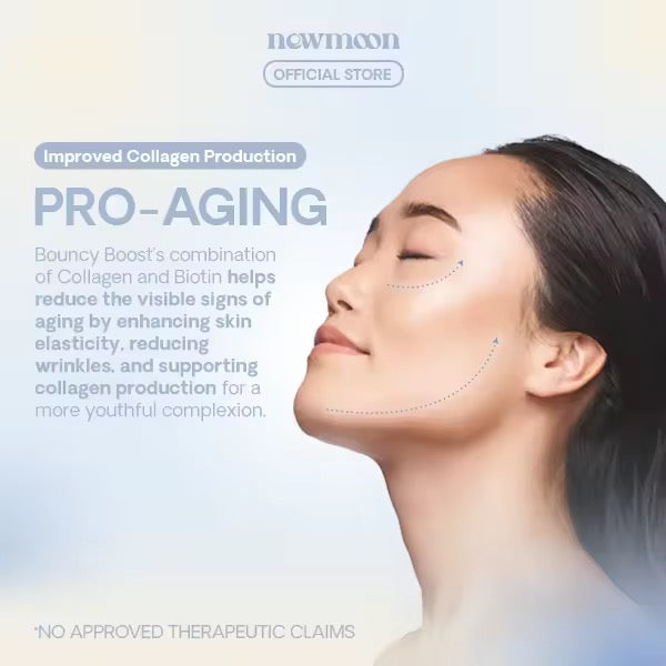 Newmoon - Bouncy Boost Hydrolyzed Marine Collagen + Biotin Food Supplement 60caps