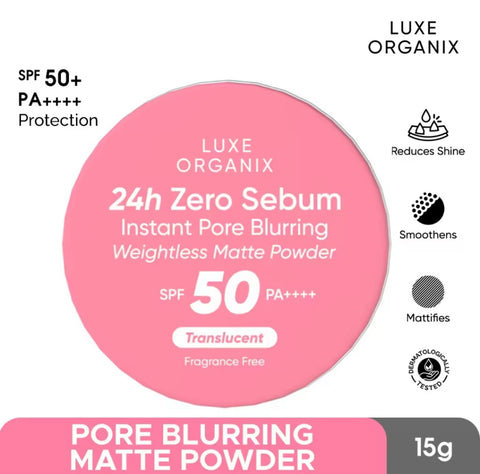 Luxe Organix - 24H Zero Sebum Instant Pore Blurring Weightless Matte Powder - Spf 50 Pa++++