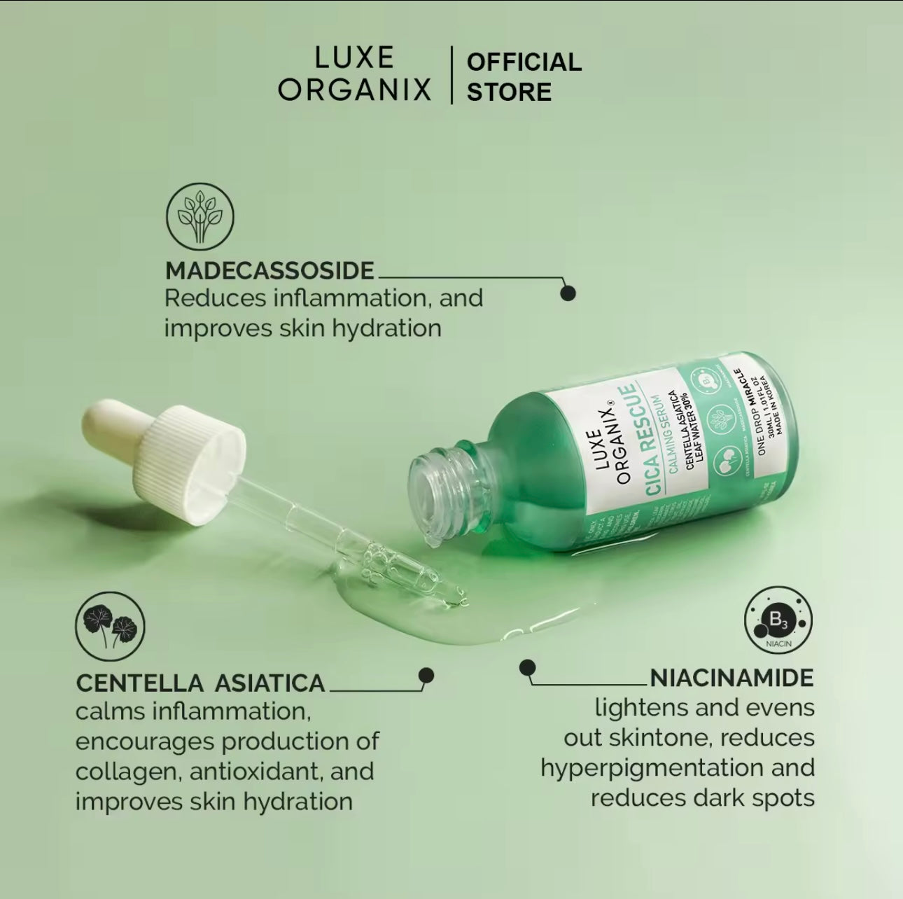 Luxe Organix - Cica Rescue Calming Serum 30 ML – My Care Kits