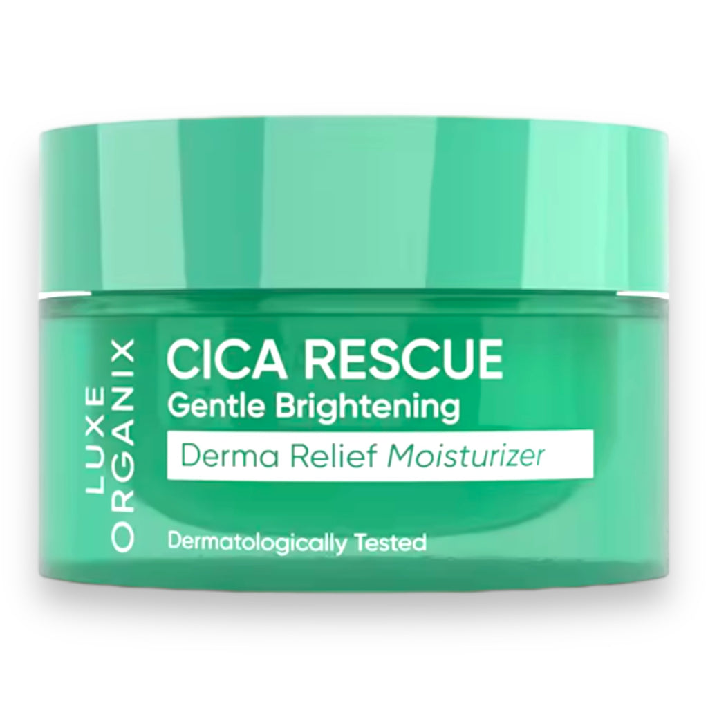 LUXE ORGANIX CICA RESCUE GENTLE BRIGHTENING DERMA RELIEF MOISTURIZER 50G