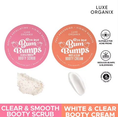 LUXE ORGANIX - Bye Bye Bum Bumps White and Clear Booty CREAM 230g - ( Orange )