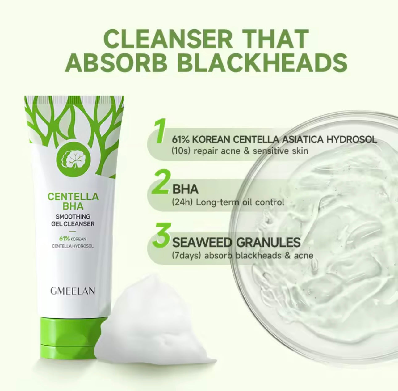 GMEELAN - Centella BHA Smoothing Gel Cleanser 80g