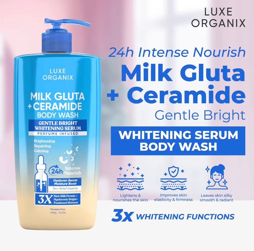 Luxe Organix - Milk Gluta + Ceramide Gentle Bright Serum Perfume Infused Body Wash 1000g ( BLUE )