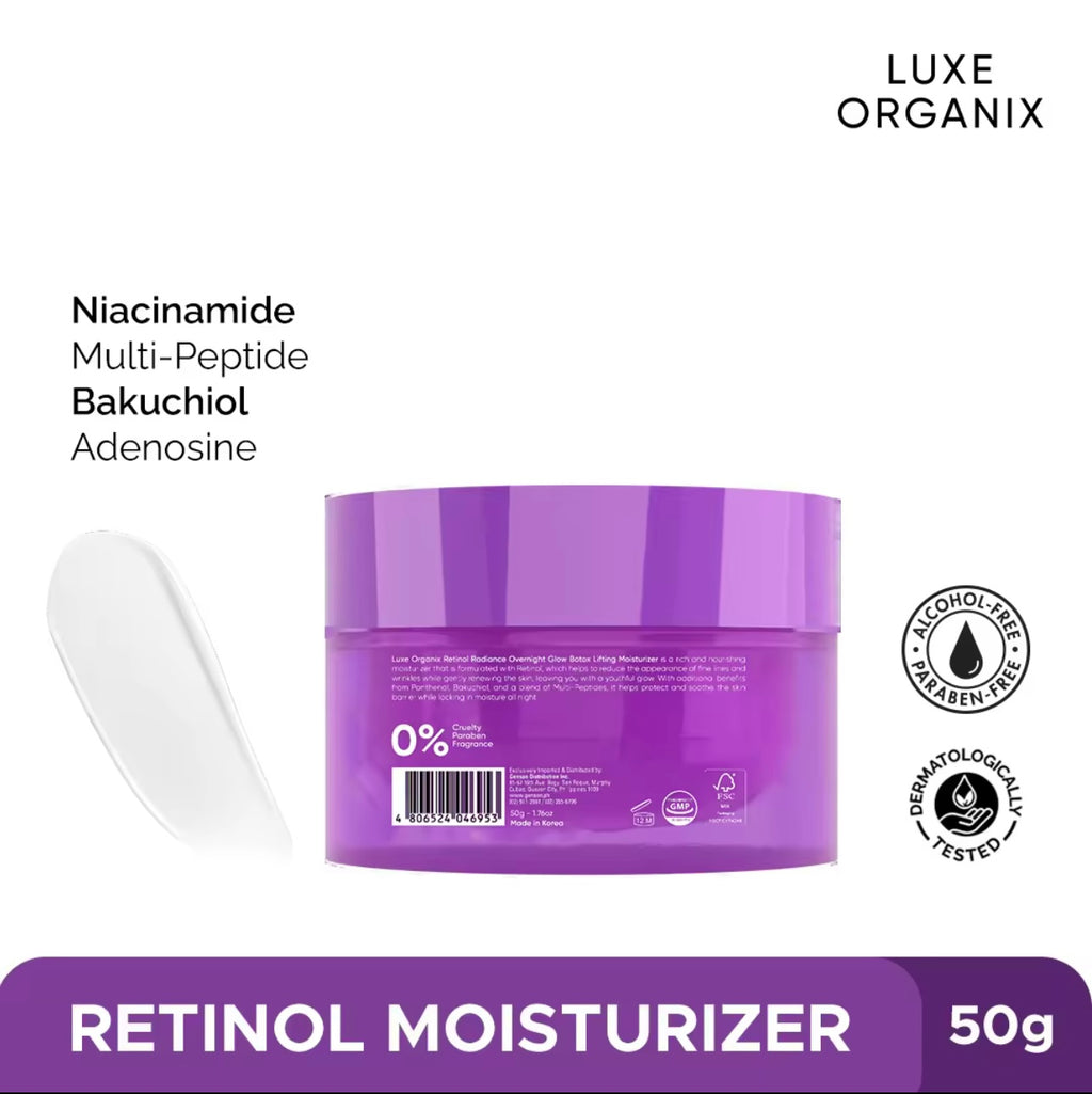 Luxe Organix - Retinol + Bakuchiol Overnight Radiant Glow Botox Lifting MOISTURIZER 50G