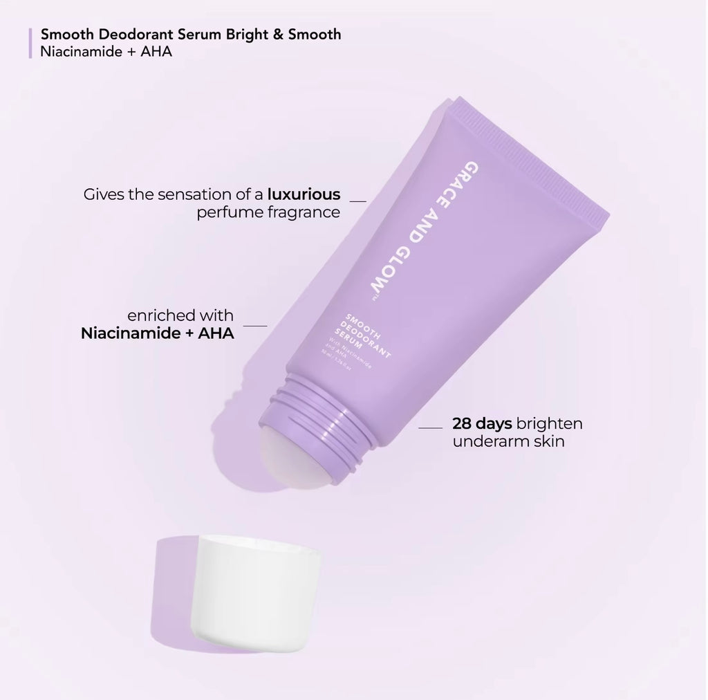 Grace and Glow - - Black Opium BRIGHT AND SMOOTH Deodorant Roll On Serum 50 ML ( purple deodorant )