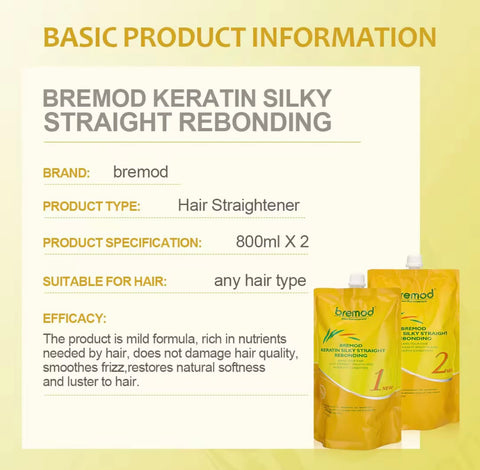 Bremod - Keratin Silky Straight Rebonding Set 800 ML + 800 ML
