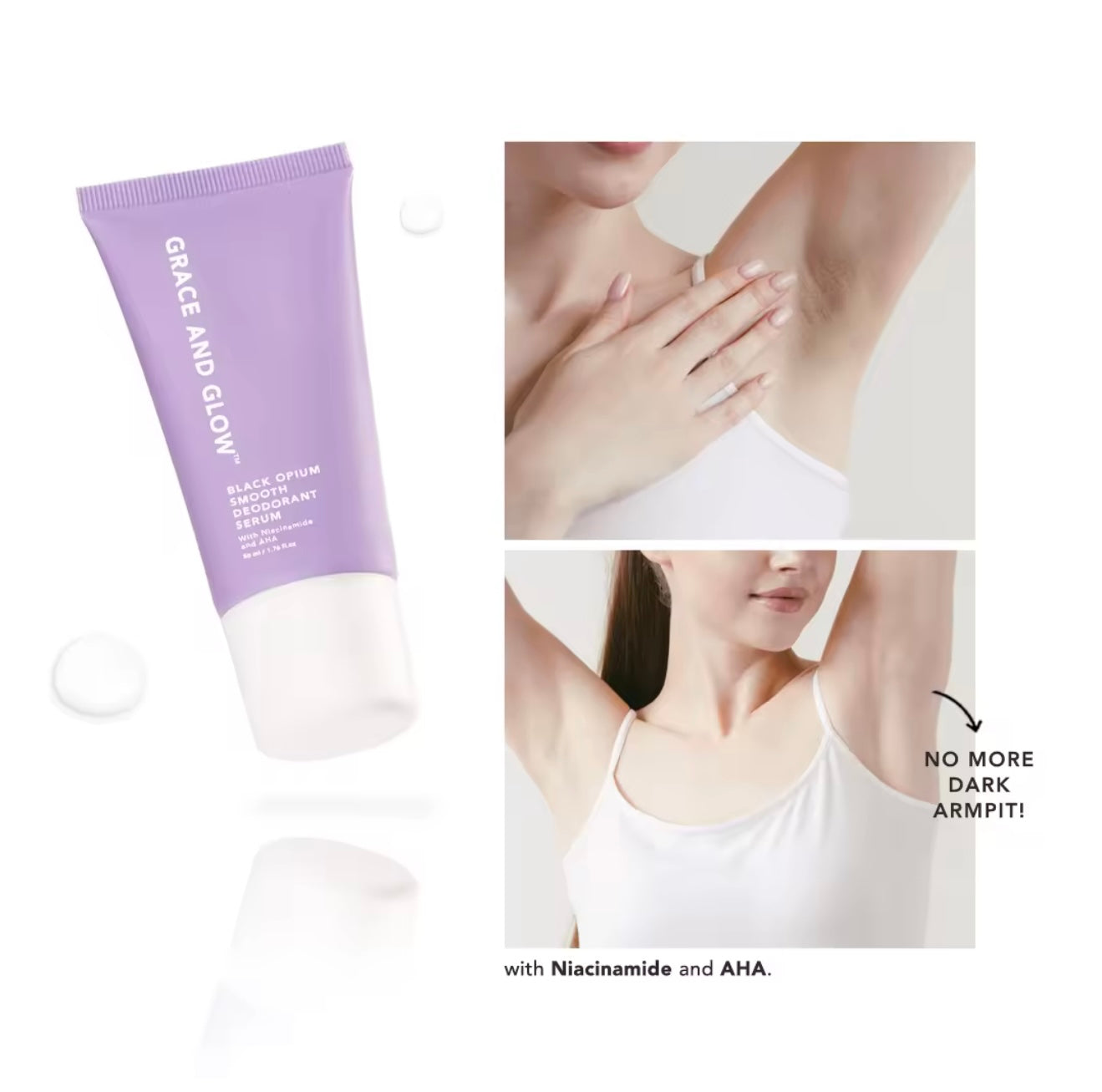 Grace and Glow - - Black Opium BRIGHT AND SMOOTH Deodorant Roll On Serum 50 ML ( purple deodorant )