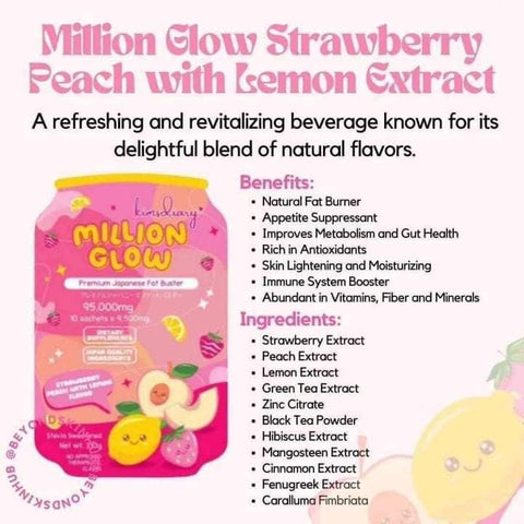 KimsDiary - Million Glow - Strawberry Peach with Lemon Flavor 10 x 21g