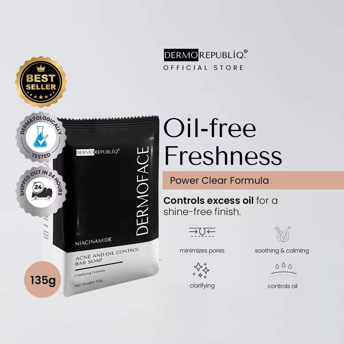 Dermo Republiq Dermoface - Niacinamide Acne & Oil Control Bar Soap 135g